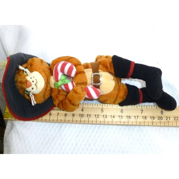 Ty Puss In Boots Tabby Cat Plush Toy 2008 Shrek The Halls Candy Cane & Hat - Picture 7 of 7